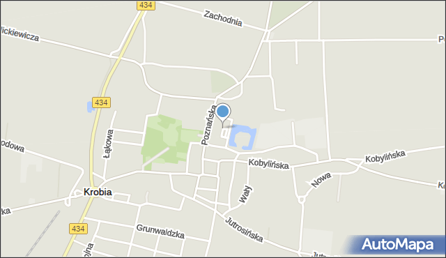Krobia powiat gostyński, Kasztelańska, mapa Krobia powiat gostyński