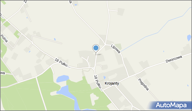 Krojanty, Kasztanowa, mapa Krojanty