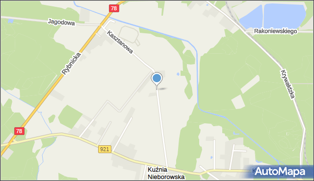 Kuźnia Nieborowska, Kasztanowa, mapa Kuźnia Nieborowska