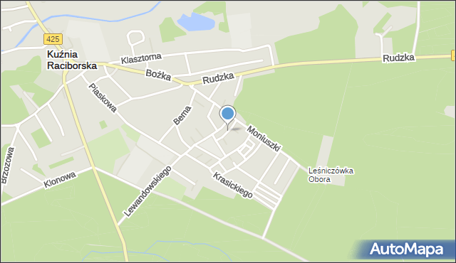 Kuźnia Raciborska, Kasztanowa, mapa Kuźnia Raciborska