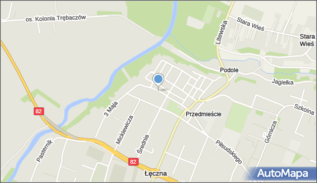 Łęczna, Kanałowa, mapa Łęczna