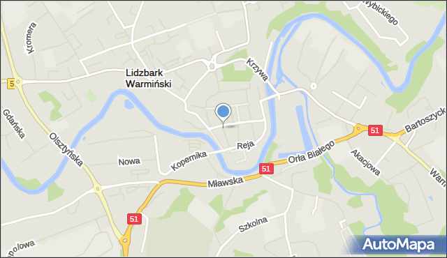 Lidzbark Warmiński, Kasprowicza Jana, mapa Lidzbark Warmiński