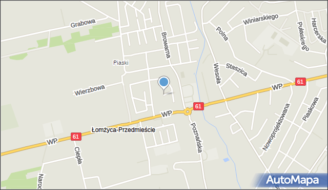 Łomża, Kaszmirowa, mapa Łomży