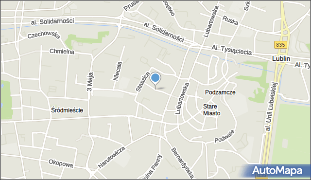 Lublin, Karmelicka, mapa Lublina