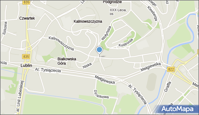 Lublin, Kalinowszczyzna, mapa Lublina