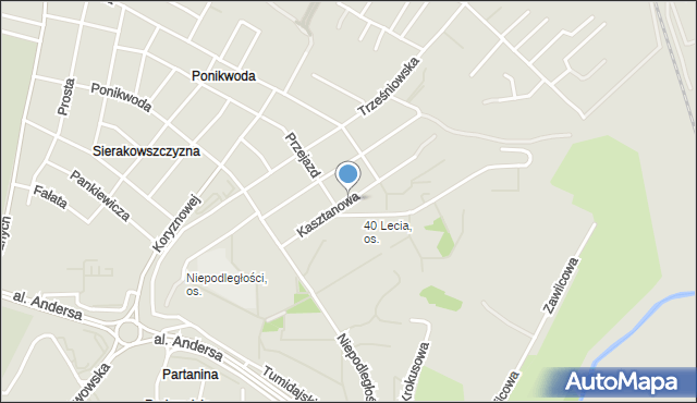 Lublin, Kasztanowa, mapa Lublina