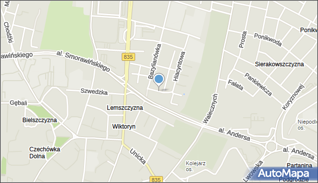 Lublin, Kalinowa, mapa Lublina