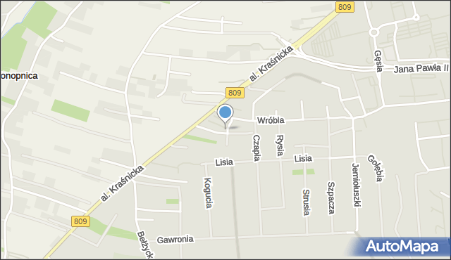 Lublin, Kacza, mapa Lublina
