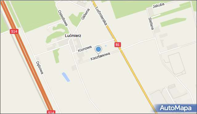 Lućmierz-Ośrodek, Kasztanowa, mapa Lućmierz-Ośrodek