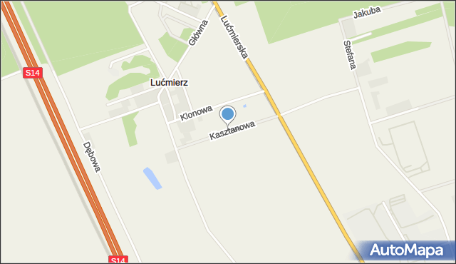 Lućmierz-Ośrodek, Kasztanowa, mapa Lućmierz-Ośrodek