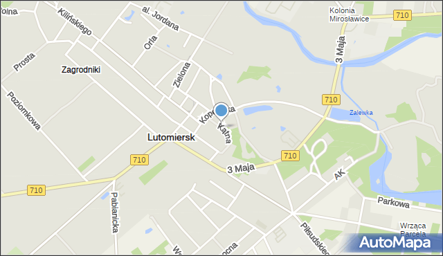 Lutomiersk, Kątna, mapa Lutomiersk