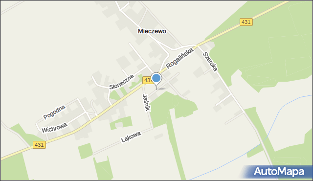 Mieczewo, Kasztanowa, mapa Mieczewo
