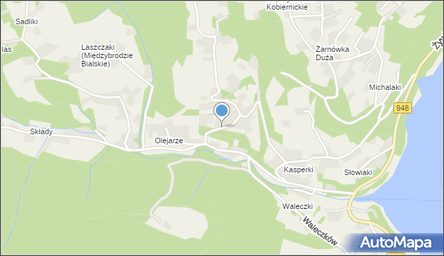 Międzybrodzie Bialskie, Kamienna, mapa Międzybrodzie Bialskie