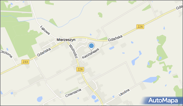 Mierzeszyn, Kasztanowa, mapa Mierzeszyn