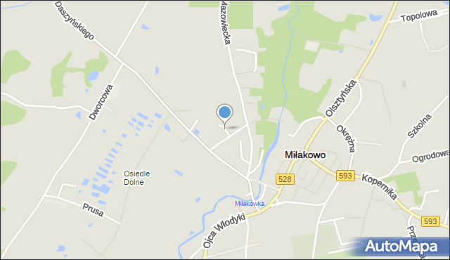 Miłakowo, Kajki Michała, mapa Miłakowo