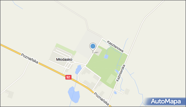 Młodasko, Kasztanowa, mapa Młodasko