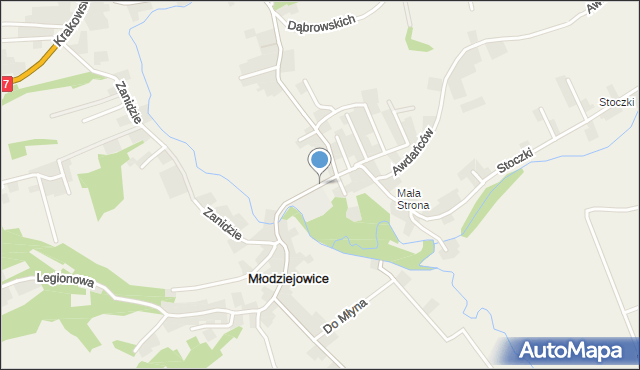 Młodziejowice gmina Michałowice, Kadrowa, mapa Młodziejowice gmina Michałowice