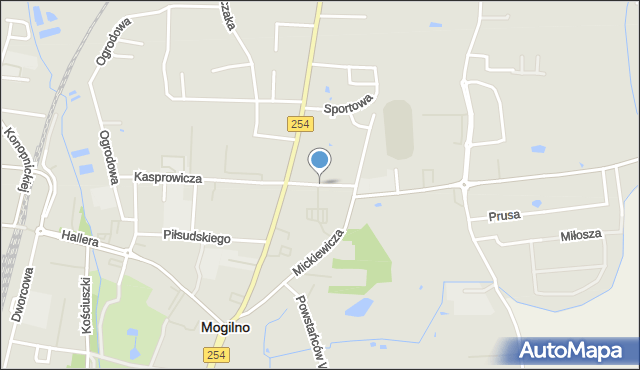 Mogilno, Kasztanowa, mapa Mogilno