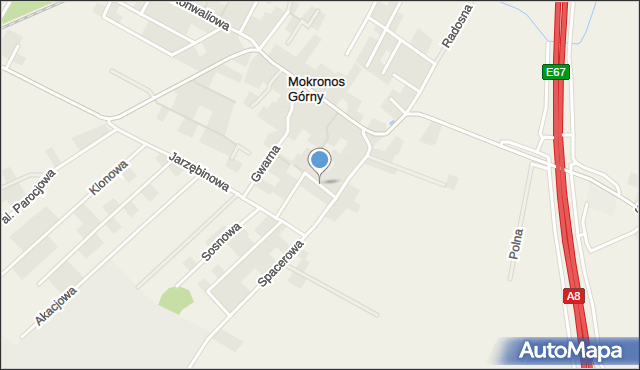 Mokronos Górny, Kasztanowa, mapa Mokronos Górny