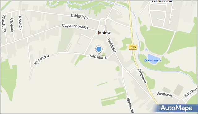 Mstów powiat częstochowski, Kamienna, mapa Mstów powiat częstochowski