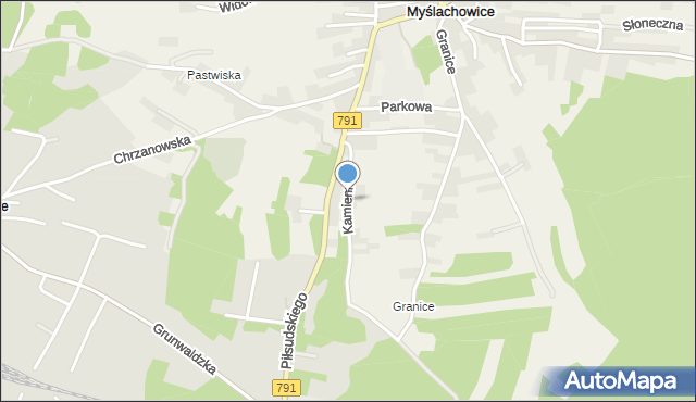 Myślachowice, Kamienna, mapa Myślachowice