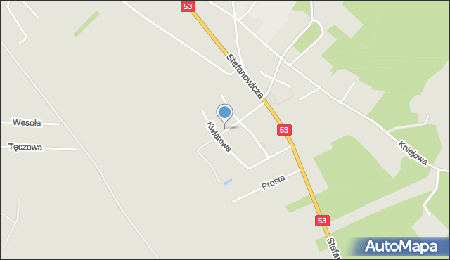 Myszyniec, Kadzidlańska, mapa Myszyniec