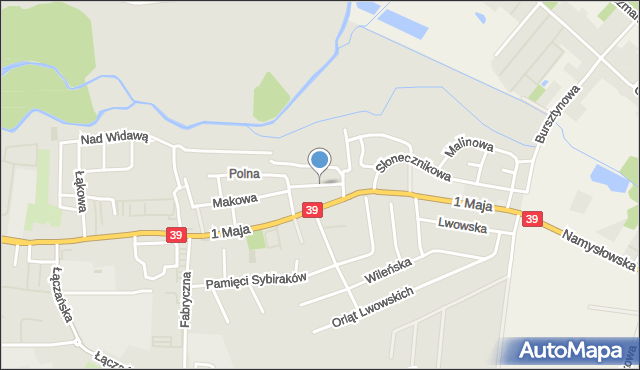 Namysłów, Kalinowa, mapa Namysłów