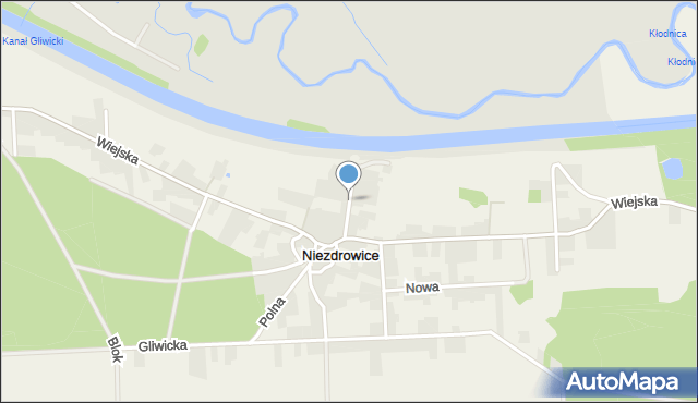 Niezdrowice, Kanałowa, mapa Niezdrowice