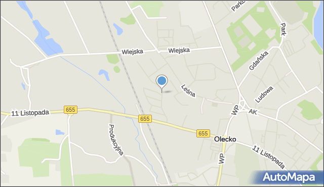 Olecko, Kasztanowa, mapa Olecko