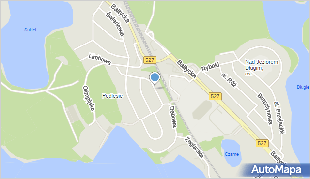 Olsztyn, Kasztanowa, mapa Olsztyna