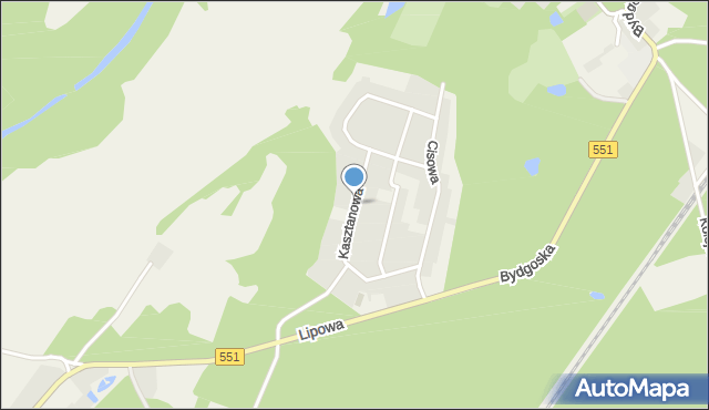 Ostromecko, Kasztanowa, mapa Ostromecko