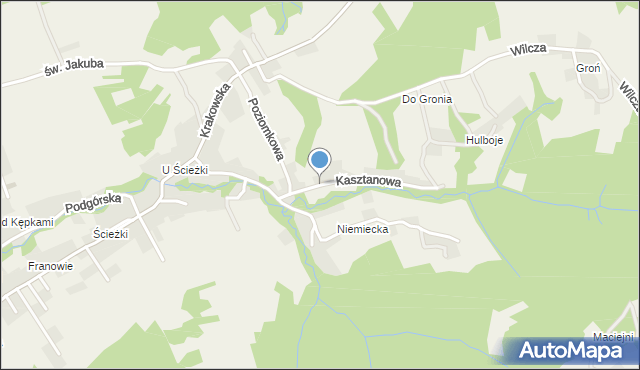 Pewel Ślemieńska, Kasztanowa, mapa Pewel Ślemieńska