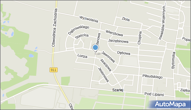 Piekary Śląskie, Kasztanowa, mapa Piekary Śląskie