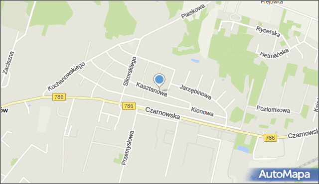 Piekoszów, Kasztanowa, mapa Piekoszów