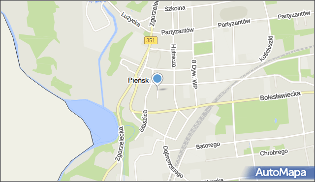 Pieńsk, Kasztanowa, mapa Pieńsk