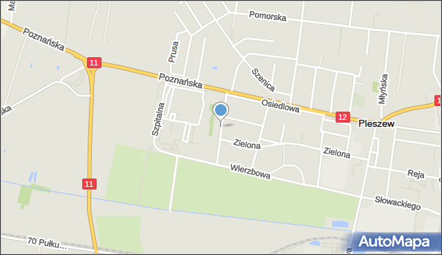 Pleszew, Kasztanowa, mapa Pleszew