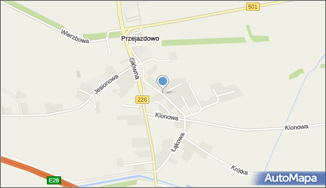 Przejazdowo, Kasztanowa, mapa Przejazdowo