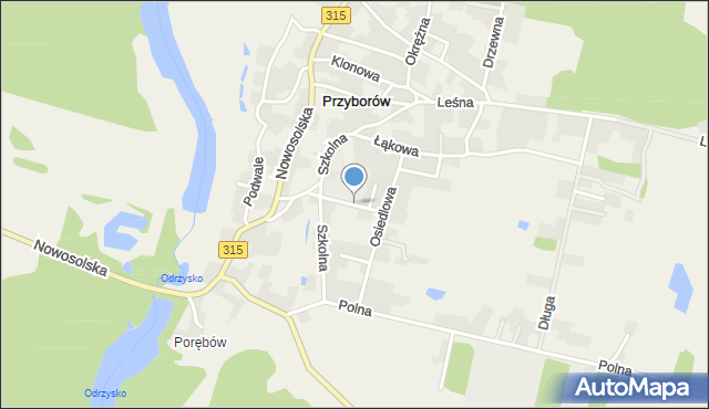 Przyborów gmina Nowa Sól, Kasztanowa, mapa Przyborów gmina Nowa Sól
