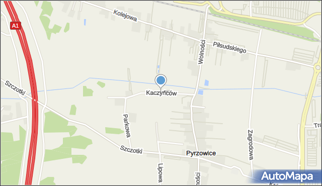 Pyrzowice, Kaczyńców, mapa Pyrzowice