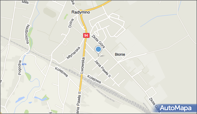 Radymno, Kasztanowa, mapa Radymno