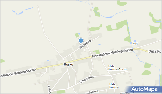 Rosko, Kanałowa, mapa Rosko