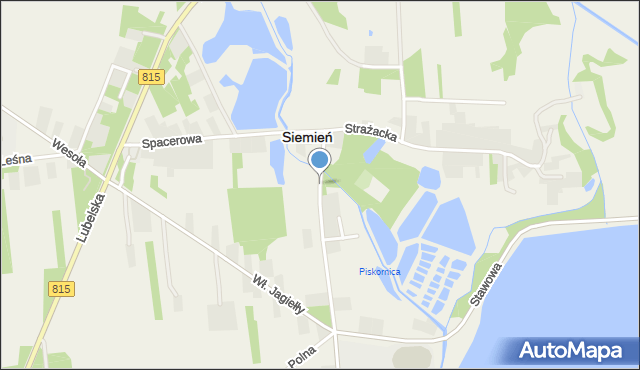 Siemień, Kasztanowa, mapa Siemień