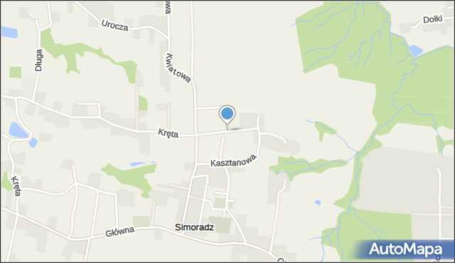 Simoradz, Kasztanowa, mapa Simoradz