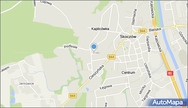 Skoczów powiat cieszyński, Kasztanowa, mapa Skoczów powiat cieszyński