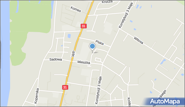 Słubice, Kazimierza Jagiellończyka, mapa Słubice