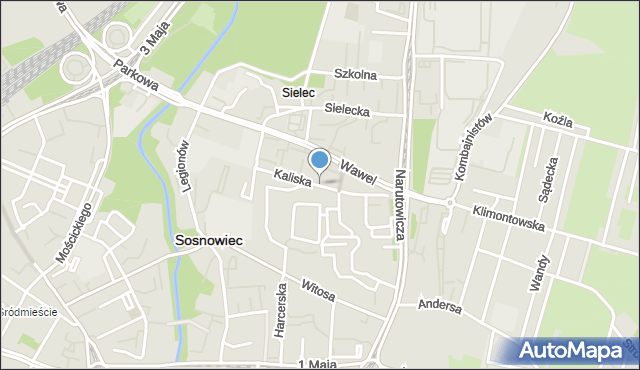 Sosnowiec, Kaliska, mapa Sosnowca