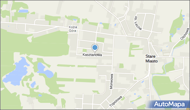 Stare Miasto powiat koniński, Kasztanowa, mapa Stare Miasto powiat koniński