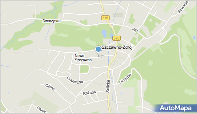 Szczawno-Zdrój, Kasztanowa, mapa Szczawno-Zdrój