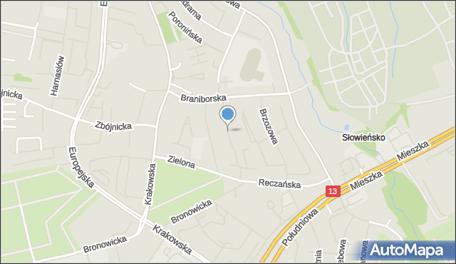 Szczecin, Kasztanowa, mapa Szczecina