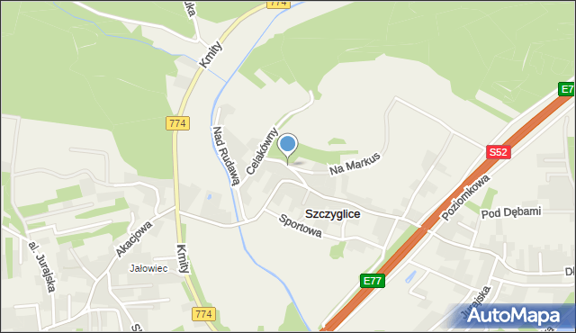 Szczyglice gmina Zabierzów, Kasztanowa, mapa Szczyglice gmina Zabierzów